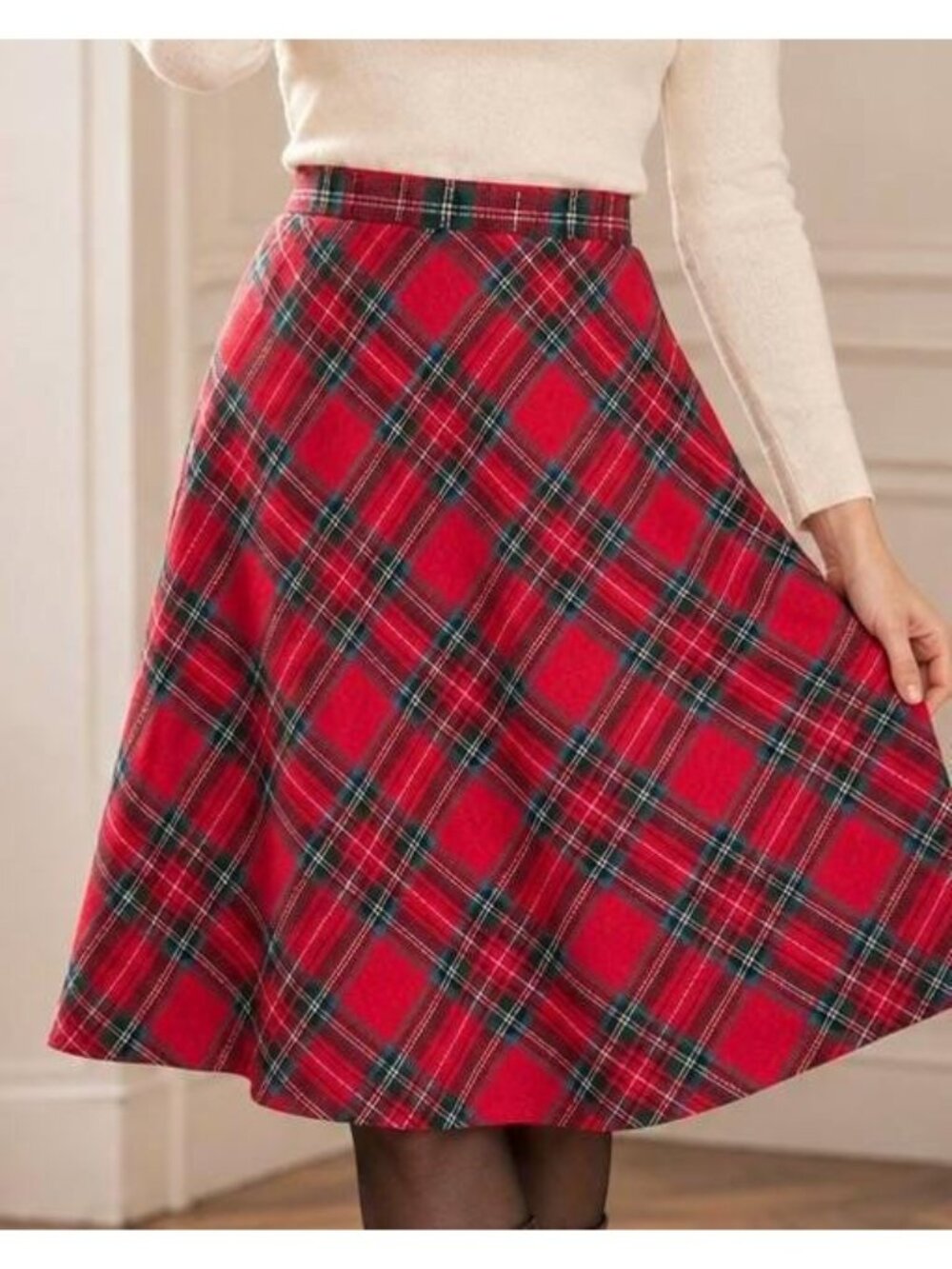 Vintage Vermont Country Store Red Tartan Plaid Skirt 1X | Wool Blend Midi Skirt